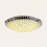 Vintage Stained Glass Flush Mount Ceiling Light - Crackled Bowl Shape 12’/16’ Wide Clear