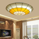 Vintage Stained Glass Flush Mount Ceiling Light Wide Bowl-Shaped Design (12’/16’) Orange / 12’