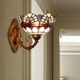 Vintage Stained Glass Wall Sconce Light For Living Room Brass