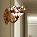 Vintage Stained Glass Wall Sconce Light For Living Room Brass