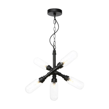 Vintage Starburst Chandelier – 5/6/8 Light Amber/Clear Glass Pendant Lamp 5 / Clear