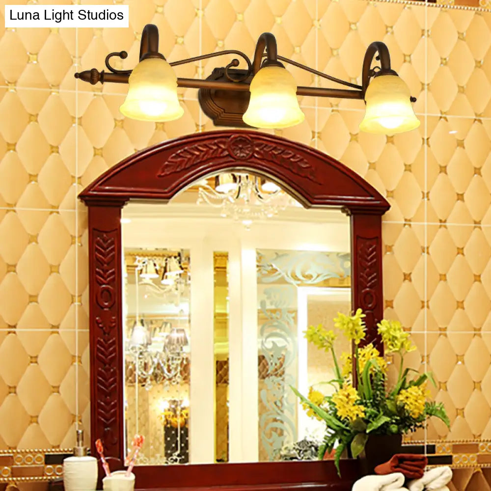 Vintage Style 2/3/4-Light Bell Vanity Lamp With White Glass Sconce For Bathroom