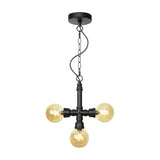 Vintage Style 3-Bulb Amber/Clear Glass Chandelier With Led Lighting For Dining Room Ceiling Amber /