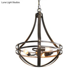 Vintage Style 3-Head Black Chandelier Pendant Lamp With Metallic Shade
