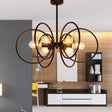 Vintage-Style 6-Light Metal Chandelier Ceiling Fixture For Restaurants - Black