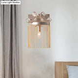 Vintage Style Aluminum Tassel Wall Light With Crystal Accent - 1 Bulb Gold Finish