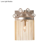 Vintage Style Aluminum Tassel Wall Light With Crystal Accent - 1 Bulb Gold Finish