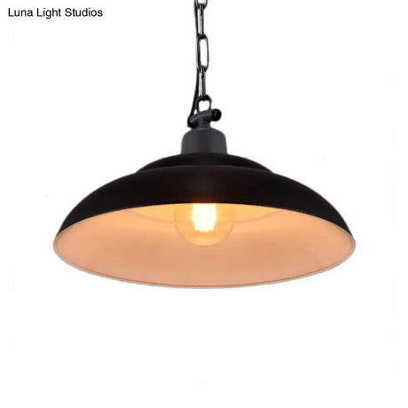 Vintage Style Black/Green Metallic Hanging Lamp With Chain - Indoor Pendant Light
