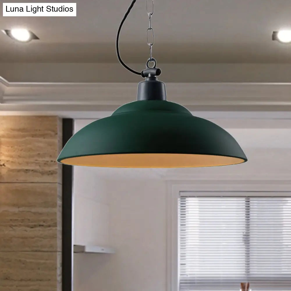 Vintage Style Black/Green Metallic Hanging Lamp With Chain - Indoor Pendant Light