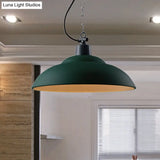 Vintage Style Black/Green Metallic Hanging Lamp With Chain - Indoor Pendant Light