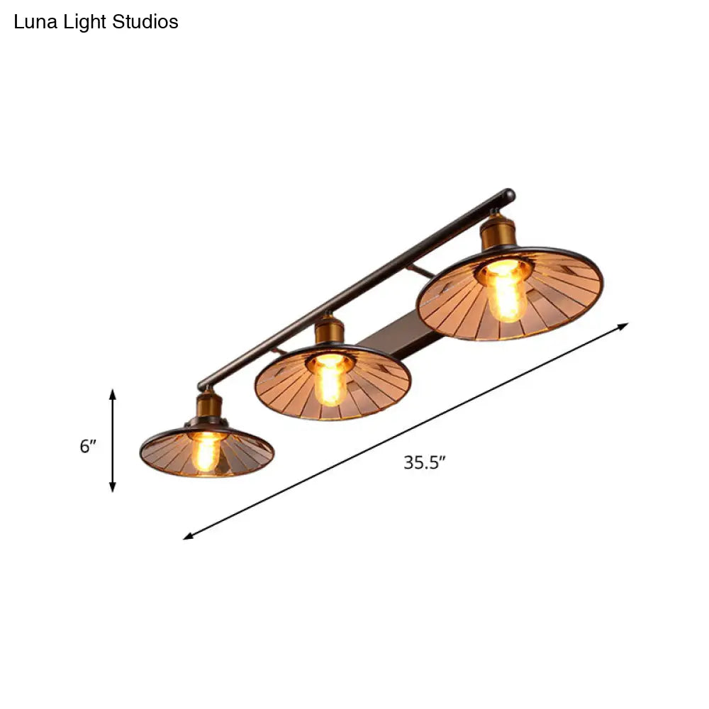 Vintage Style Black Metal Sconce Lighting - 2/3 Bulbs Cone Shade Wall Mount Light Perfect For