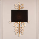 Vintage Style Black Rectangle Sconce Light Fixture With Crystal Branching Design