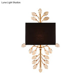Vintage Style Black Rectangle Sconce Light Fixture With Crystal Branching Design