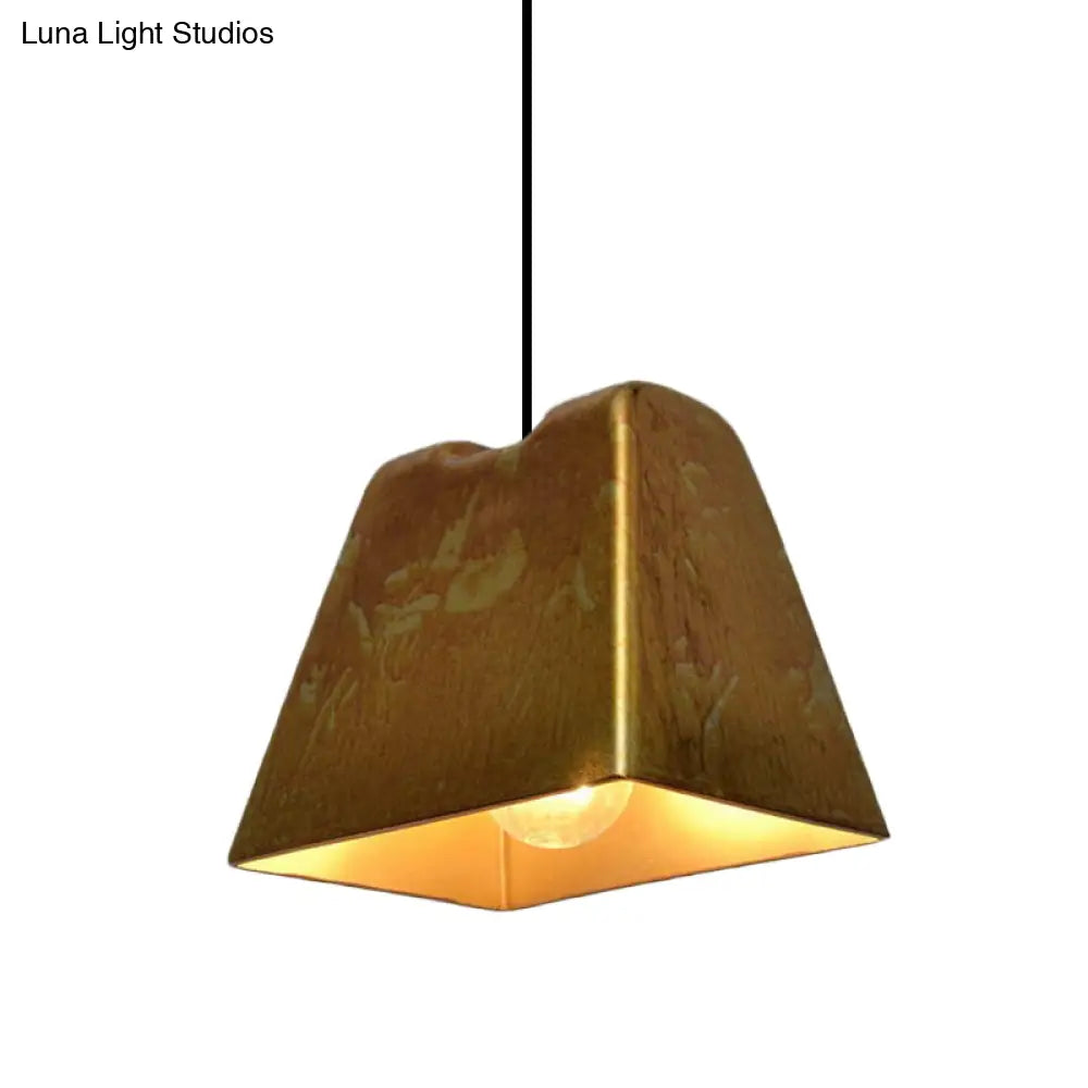 Vintage Style Brass Finish Hanging Light With Shade - 1 Pendant Lighting For Restaurants