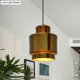 Vintage Style Brass Finish Hanging Light With Shade - 1 Pendant Lighting For Restaurants