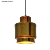 Vintage Style Brass Finish Hanging Light With Shade - 1 Pendant Lighting For Restaurants