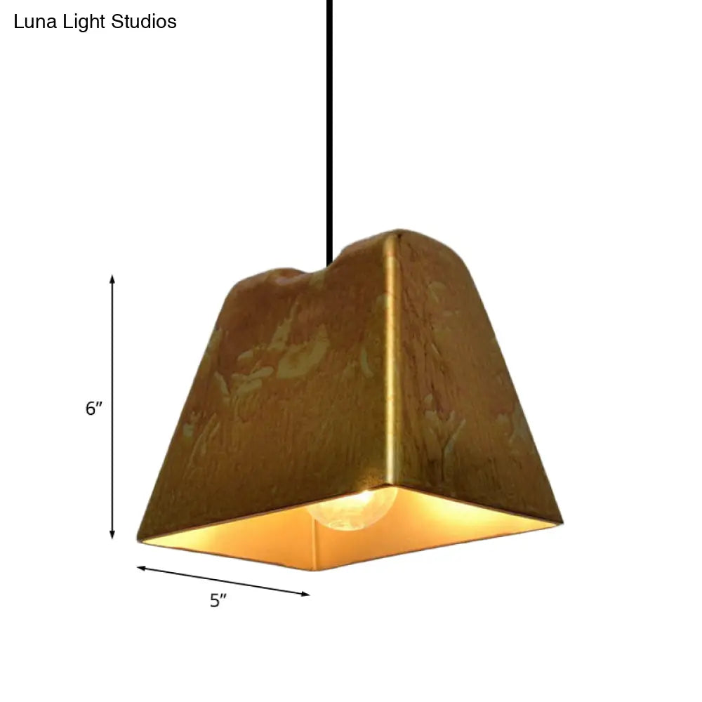 Vintage Style Brass Finish Hanging Light With Shade - 1 Pendant Lighting For Restaurants