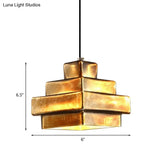 Vintage Style Brass Finish Hanging Light With Shade - 1 Pendant Lighting For Restaurants