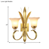 Vintage Style Brass Finish Wall Mount Lamp With Frosted Glass Shade - Elegant Hallway Lighting