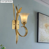 Vintage Style Brass Finish Wall Mount Lamp With Frosted Glass Shade - Elegant Hallway Lighting