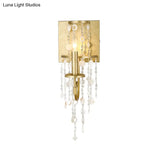 Vintage Style Brass Wall Sconce With Crystal Beaded Strand And Shell Deco - Exquisite Lighting