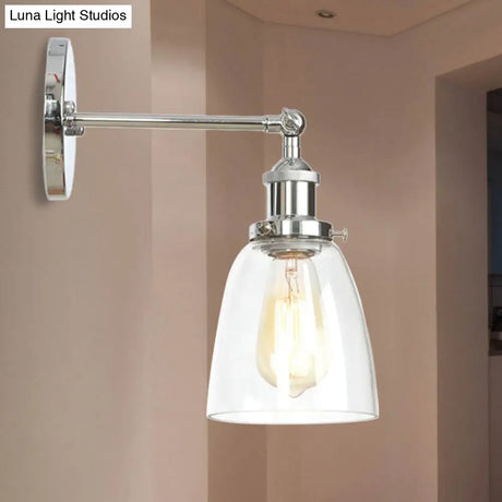 Vintage Style Bronze/Brass/Copper Sconce Light With Clear Glass Shade - Ideal For Living Room