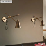 Vintage-Style Bronze Cone Wall Sconce Light - Adjustable Task Lighting For Living Room