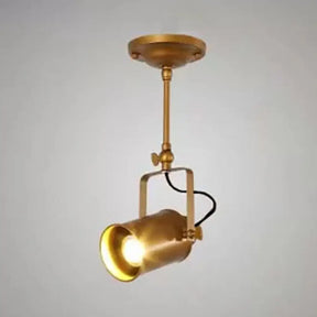 Vintage Style Bronze/Gold Finish Semi Flush Mount Ceiling Light With Cylindrical Shade – Ideal