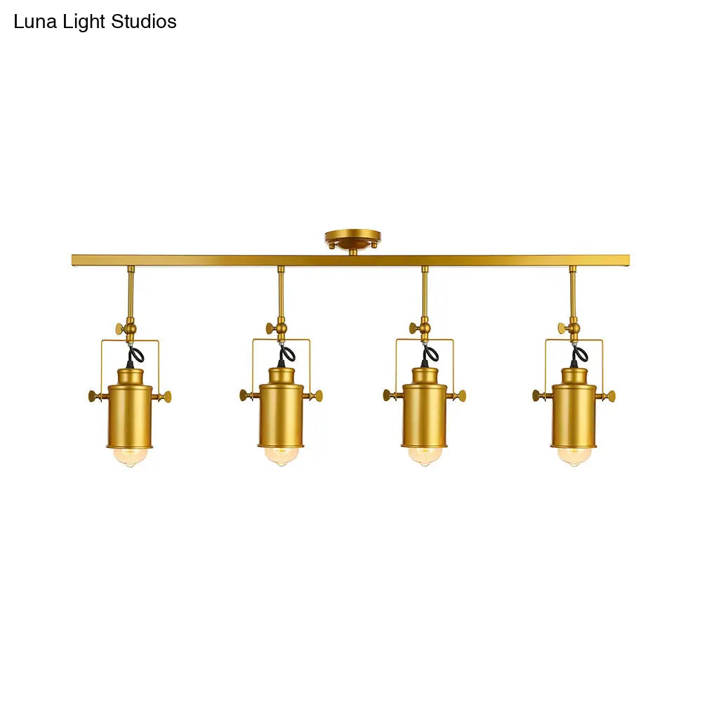 Vintage Style Bronze/Gold Finish Semi Flush Mount Ceiling Light With Cylindrical Shade – Ideal