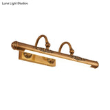 Vintage-Style Carved Vanity Light With Golden Led Tube Shade - Perfect For Bathroom Walls
