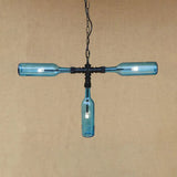 Vintage Style Chandelier Lamp With 3 Glass Shades In Smoke Grey/Blue For Bar Lighting Blue