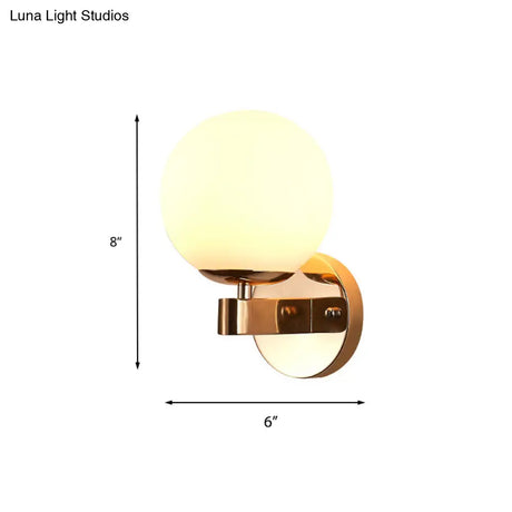 Vintage Style Chrome/Gold Wall Sconce With Opaline Glass Sphere For Bedroom Décor