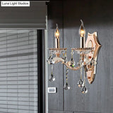 Vintage Style Crystal Clear Bare Bulb Sconce Light Fixture - Gold Finish Wall Mount