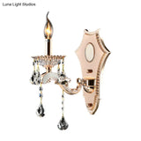 Vintage Style Crystal Clear Bare Bulb Sconce Light Fixture - Gold Finish Wall Mount