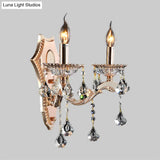 Vintage Style Crystal Clear Bare Bulb Sconce Light Fixture - Gold Finish Wall Mount