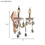 Vintage Style Crystal Clear Bare Bulb Sconce Light Fixture - Gold Finish Wall Mount