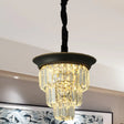 Vintage Style Crystal Pendant Light 3 Tiers Led Dining Room Hanging Lamp (Black/Gold) Black / C