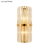 Vintage Style Crystal Wall Lamp With 2 Lights And Brass/Gold Sconce For Living Room