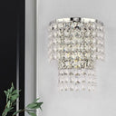 Vintage Style Crystal Wall Sconce With Double Layers & Chrome/Gold Finish - 1 Light Square Shape