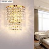 Vintage Style Crystal Wall Sconce With Double Layers & Chrome/Gold Finish - 1 Light Square Shape