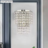 Vintage Style Crystal Wall Sconce With Double Layers & Chrome/Gold Finish - 1 Light Square Shape