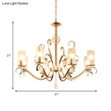 Vintage-Style Cylindrical Chandelier Light With Clear Glass - 6/8 Lights & Crystal Drop Champagne