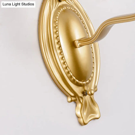 Vintage Style Gold Bell Opal Glass Wall Sconce Light Fixture For Hallways - 1/2-Head Corridor Mount