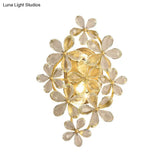 Vintage Style Gold Crystal Flower Wall Sconce - Bedroom Lamp