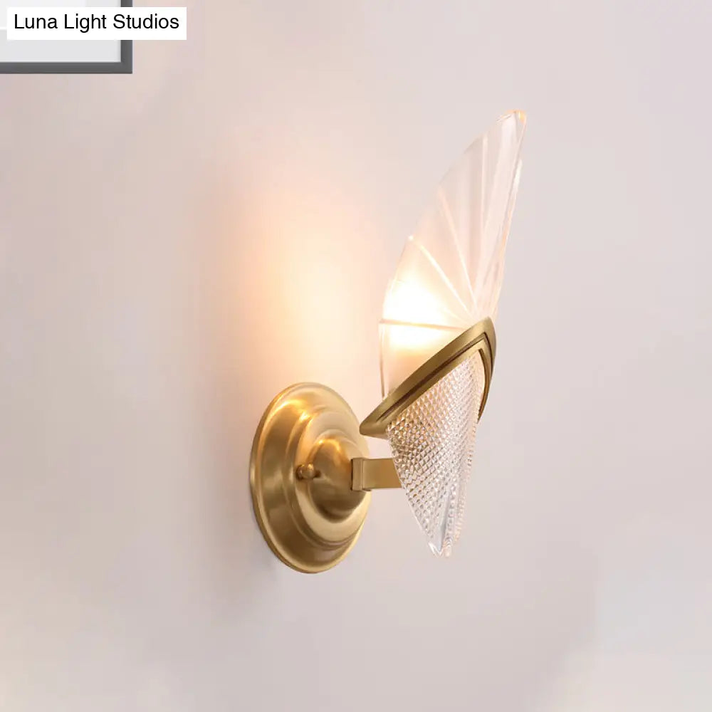 Vintage Style Gold Wall Lamp With Frosted Oval Glass For Bedroom