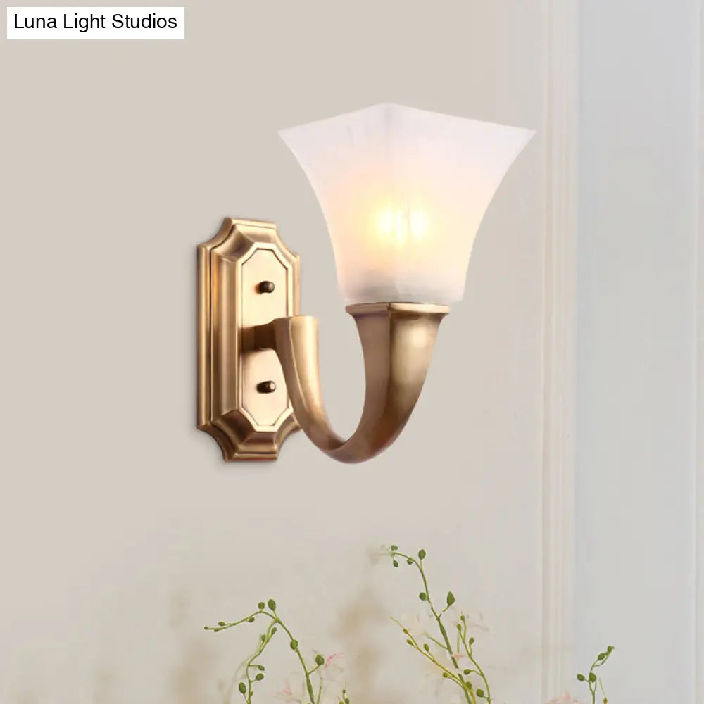 Vintage Style Gold Wall Sconce With Frosted Glass Shade - Perfect For The Bedroom