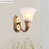 Vintage Style Gold Wall Sconce With Frosted Glass Shade - Perfect For The Bedroom