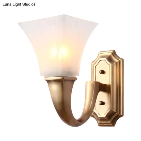 Vintage Style Gold Wall Sconce With Frosted Glass Shade - Perfect For The Bedroom