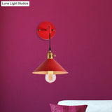 Vintage Style Gray/Red Conic Wall Mounted Light With 1 Bulb For Living Room Décor