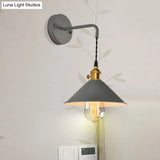 Vintage Style Gray/Red Conic Wall Mounted Light With 1 Bulb For Living Room Décor